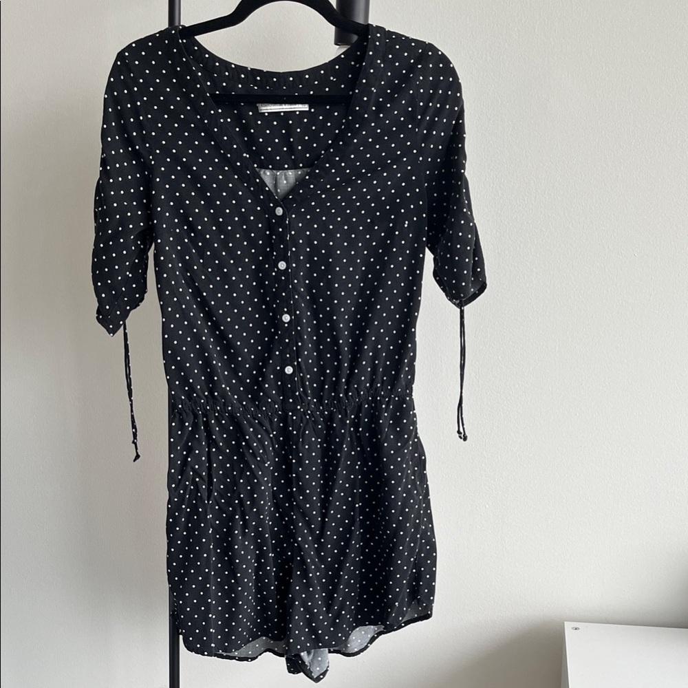 Abercrombie & Fitch Black and White Polka Dot Romper Jumpsuit